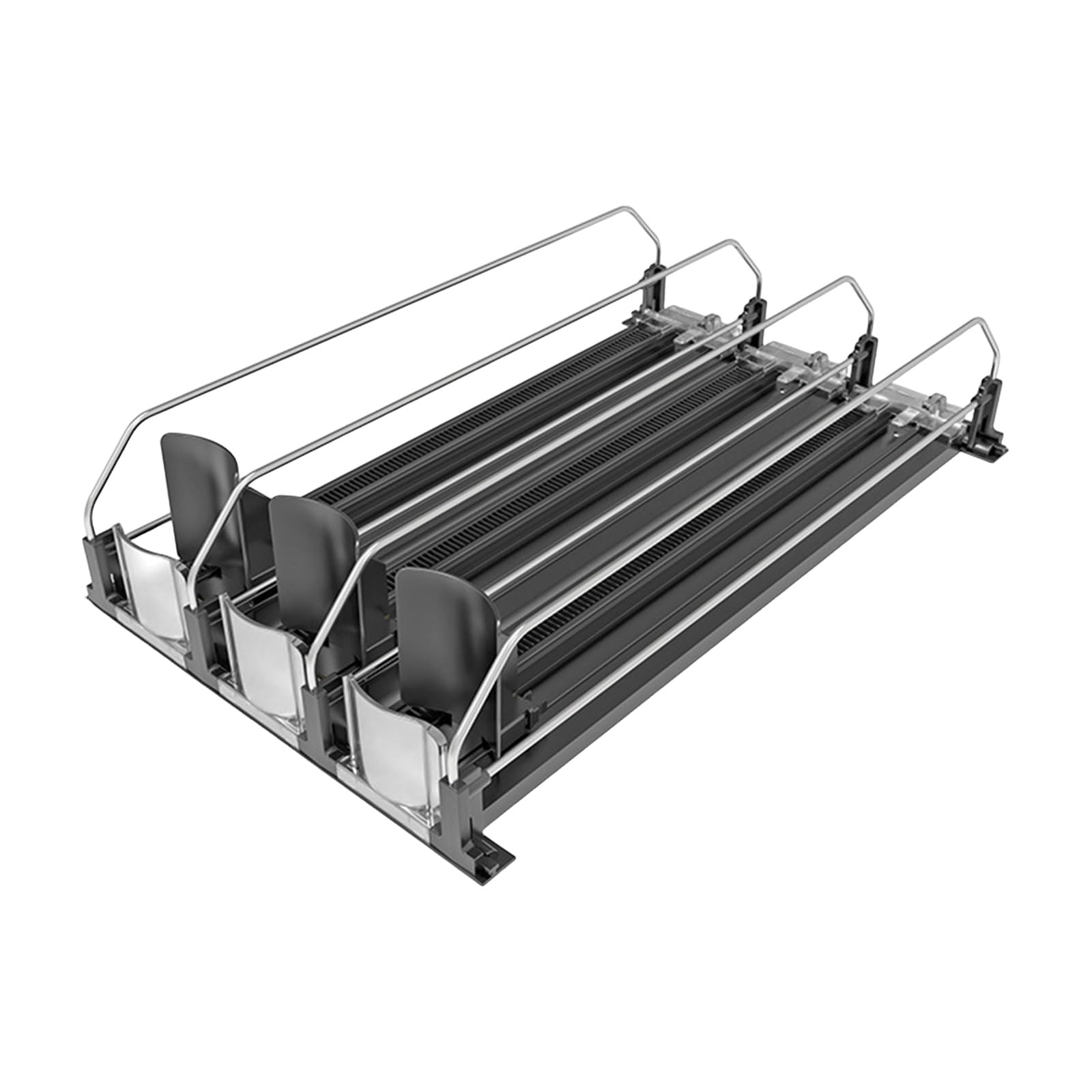 Refrigerator Can Shelf Organizer with Spring Loaded 12.2 in Pusher Track for Orderly Beverage Access and Display Beverage Shelf Pusher Can Display Row Drink Track Refrigerator Retail Restock Lane Feed