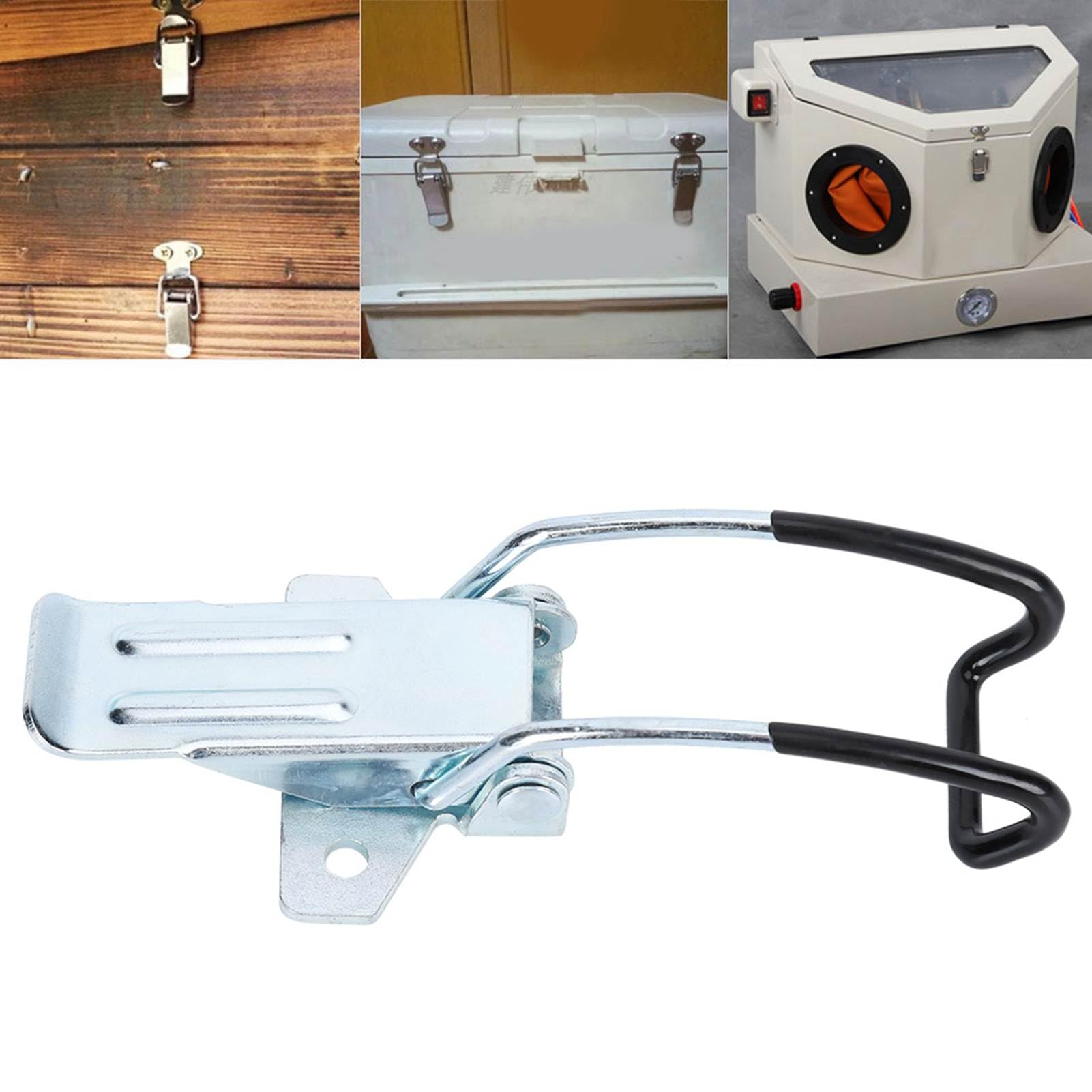 TOOLSGO 2Pcs Stainless Steel Latch Fasten Buckle Lock Casting Hinge Curved Quick Release Hand Tool Toggle Clamp for Industrial Assembly Boxes