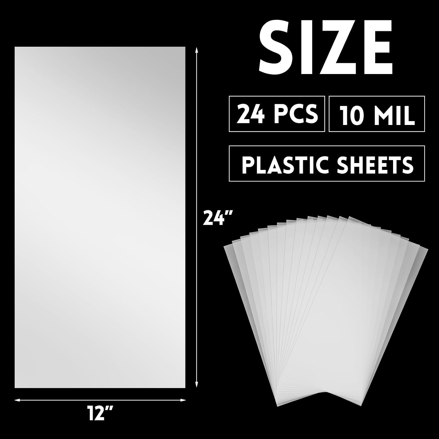 Frienda 24 Pack 10 Mil Blank Stencil Sheets, 12 x 24 Inch Plastic Making Sheet Milky Translucent Reusable PET Blank Stencil Material, Clear Plastic Sheets for Cutting Machine, DIY Crafts and Painting
