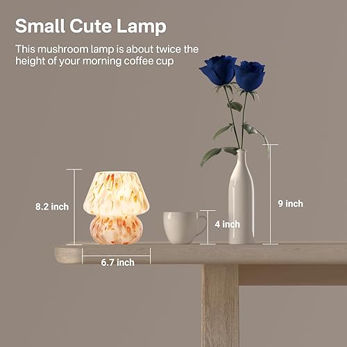 Miniatura 5 de Lámpara de mesa con forma de hongo para dormitorio, pequeña lámpara de noche de escritorio para sala de estar, decoración de hongos, lindas mini