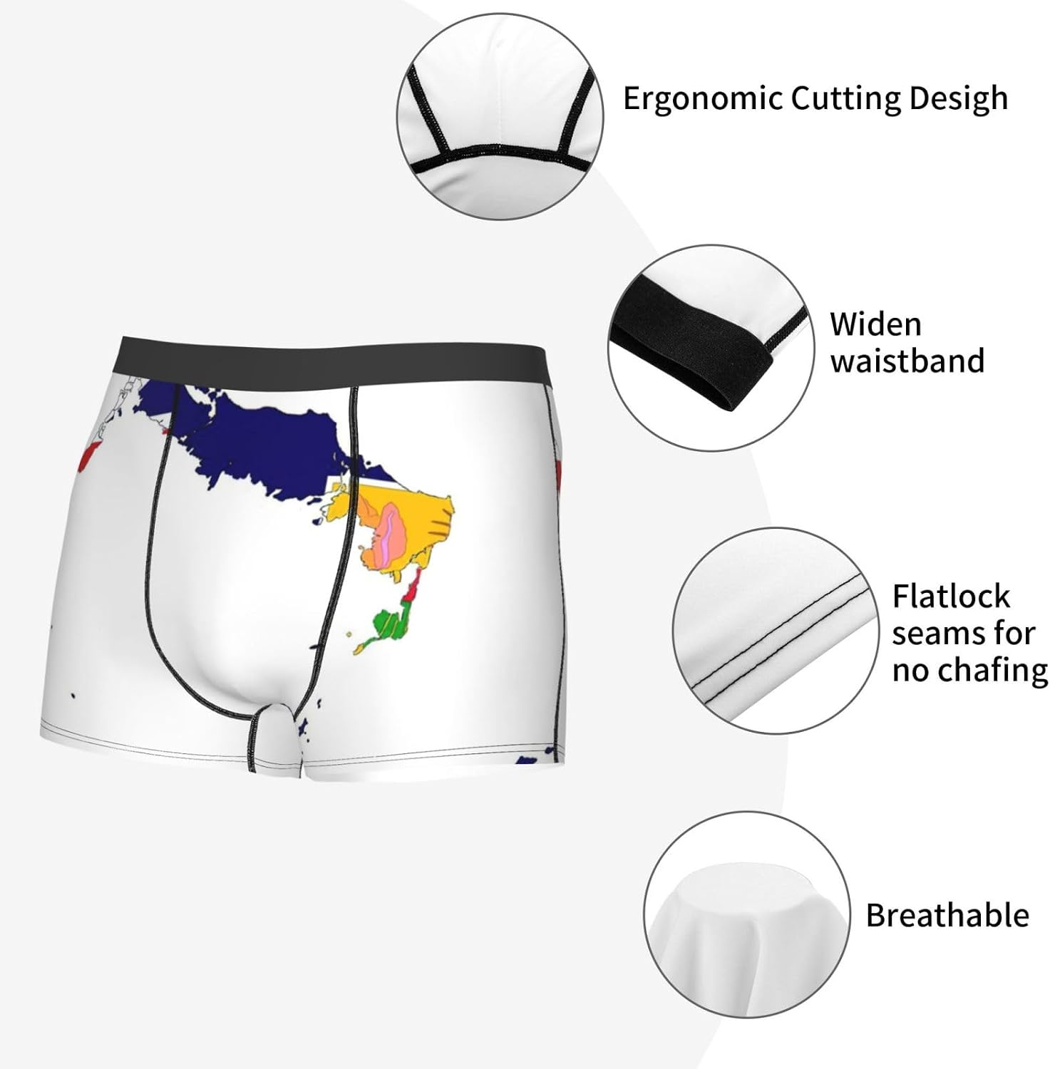 Tci Flag Map Print Boxers For Men–full Print Mens Underwear Boxer Briefs,Comfortable And Breathable Mens Boxers