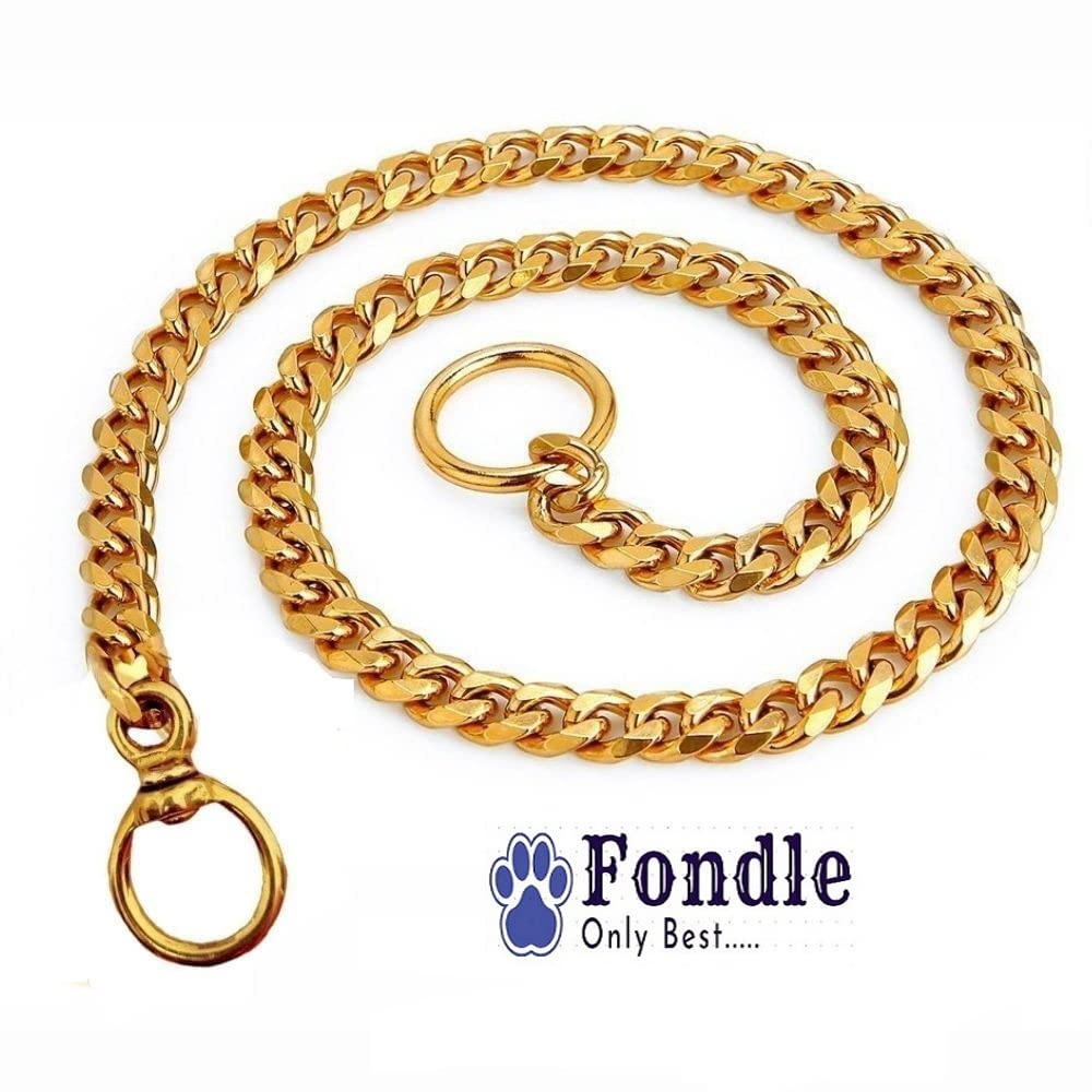 Fondle Brass Dog Choke Chain Heavy Duty Diamond Cut Gold Dog Chain Training Dog Collar for Cats, Puppies and Small Breed Dogs 18 INCH (B0BFMD4B6F) Amazon Price History, Amazon Price Tracker