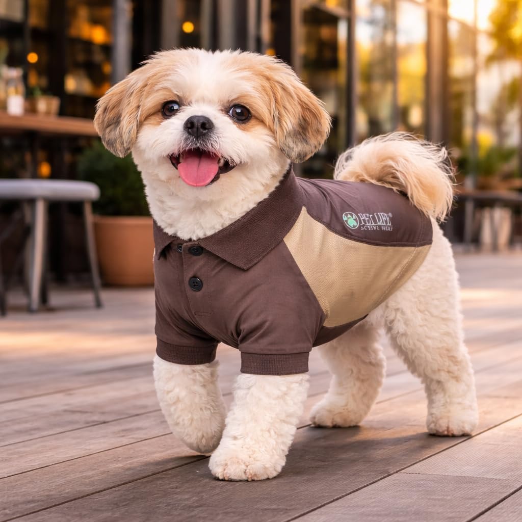 Pet Life ® Active Barko Pawlo Relax-Stretch and Quick Dry Fitness Polo Dog T-Shirt