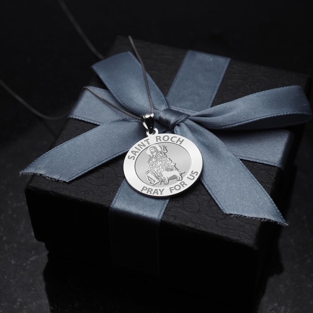 PicturesOnGold.com Saint Roch Religious Medal - 3/4 Inch Size of a Nickel -Sterling Silver - Image 7