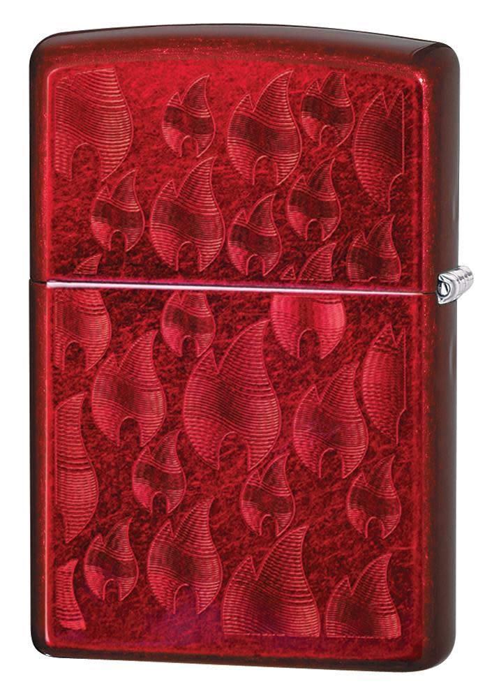 Zippo Accendino antivento – fiamma – finitura rossa mela caramella – ricaricabile per uso a vita – fiamma regolabile – confezione regalo – costruzione in metallo – Made in USA
