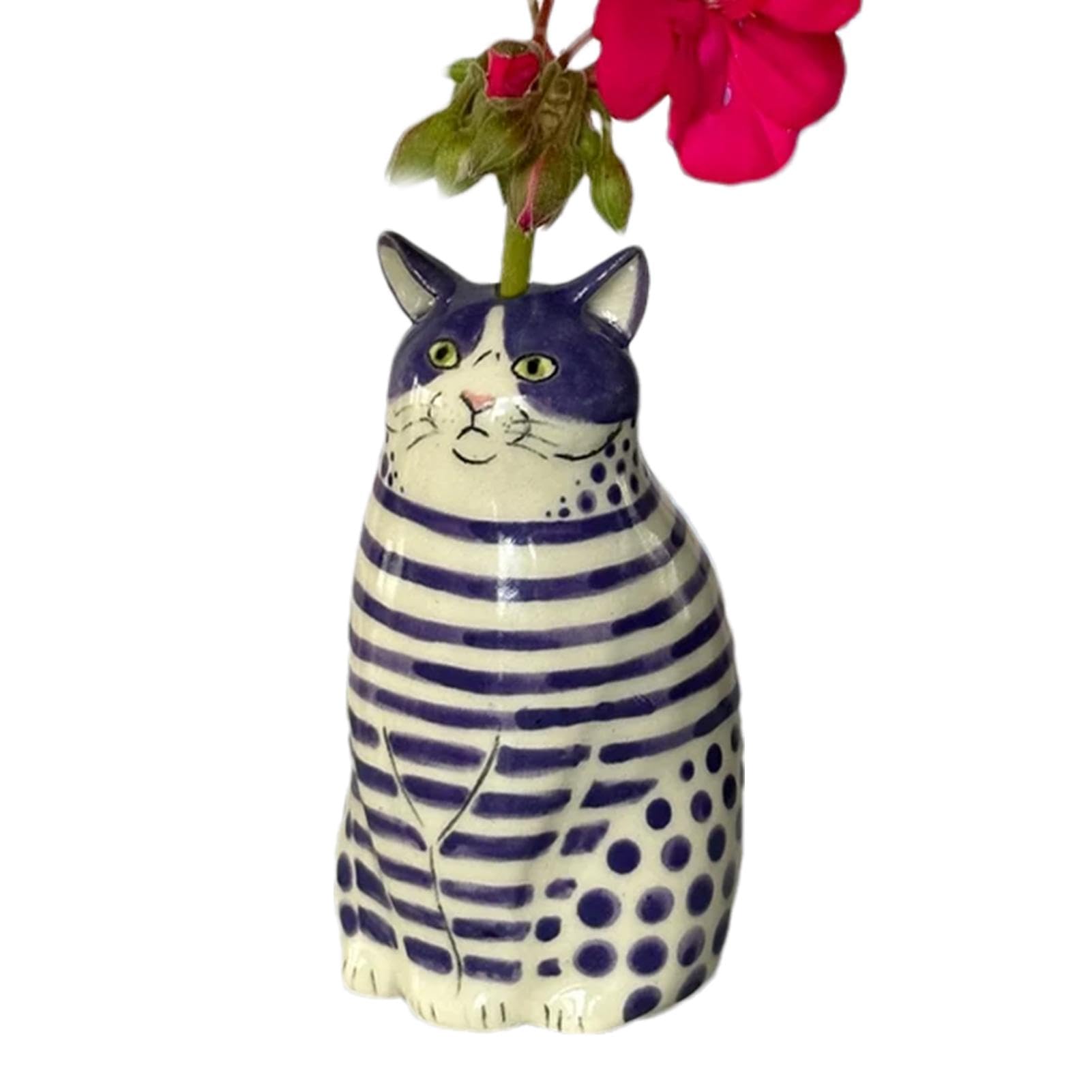 Amazon.co.jp: ポルカドット猫型花瓶 | 樹脂製 ユニーク ドット 猫の