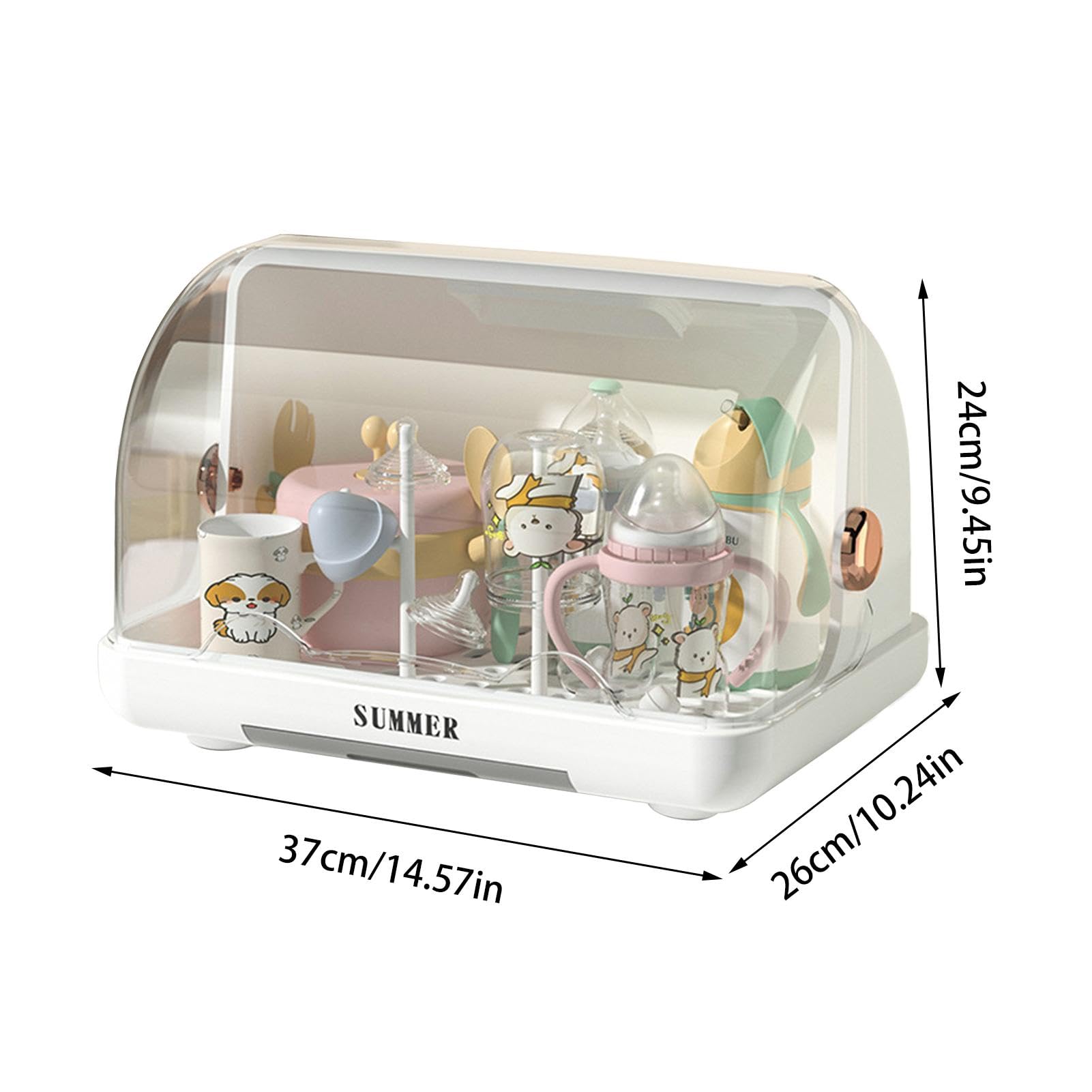 Porta Biberon Con Coperchio Antipolvere - Vassoio Asciugatura E Raccolta Gocce - Foto 6