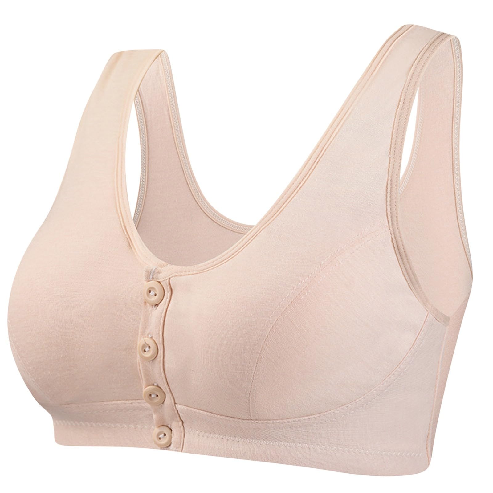 Daisy Bras for Older Women Front Closure No Underwire Push Up Bras Comfortable Senior Wireless Snap Closing Bra