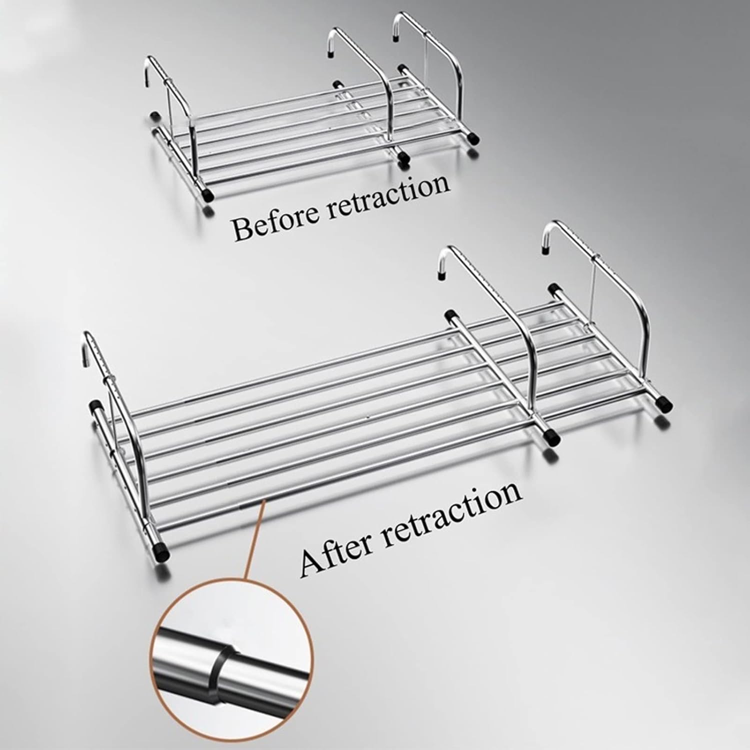 【直営店セール】バルコニー乾燥ラック シューズラック、拡張可能な衣類乾燥機ラック、多機能バルコニーラジエーター乾燥ラック ステンレススチール製折りた人気モデル