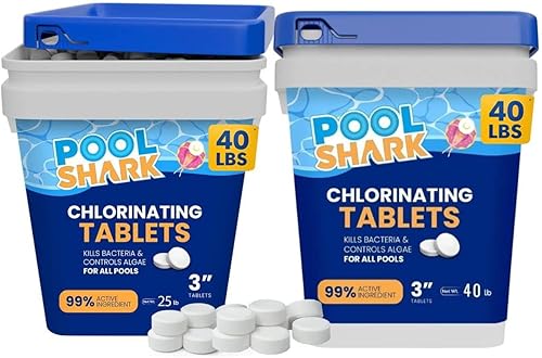Miniatura 10 de Pool Shark Tabletas de cloro para piscina, tabletas de cloro de 3 pulgadas, pestañas de cloro activo del 90% de disolución lenta, productos químicos