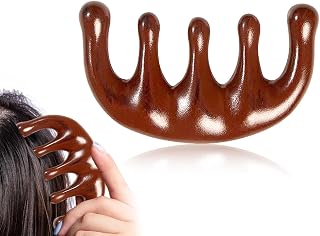 Massage Comb Wooden Wide Teeth Comb Multipurpose Gua Sha Comb for Scalp, Wood Comb for Hair Round Tooth Comb for Head Massage Tool