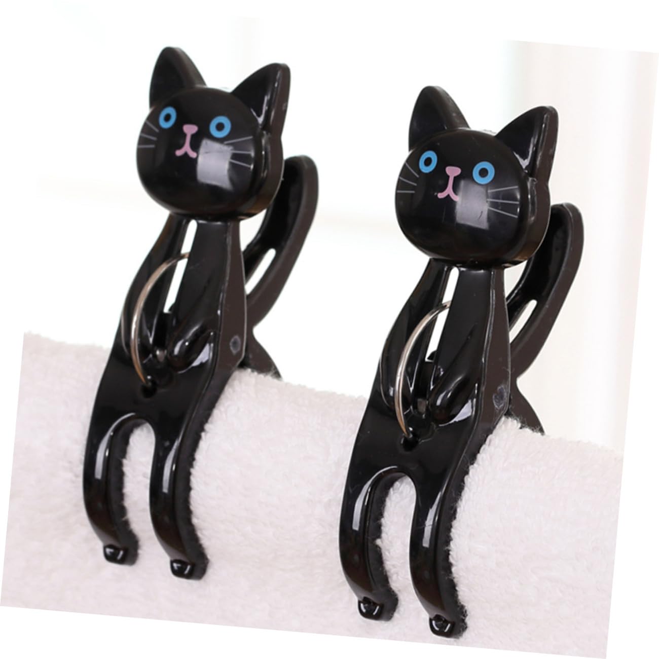 Zerodeko 4er-Sets Robuste Winddichte Wäscheklammern Für Steppdecken Wäscheklammern Aus Kunststoff Zum Trocknen Von Handtüchern Matratzenheber Cartoon-Katzen-Design Leicht 4 Stück X 4