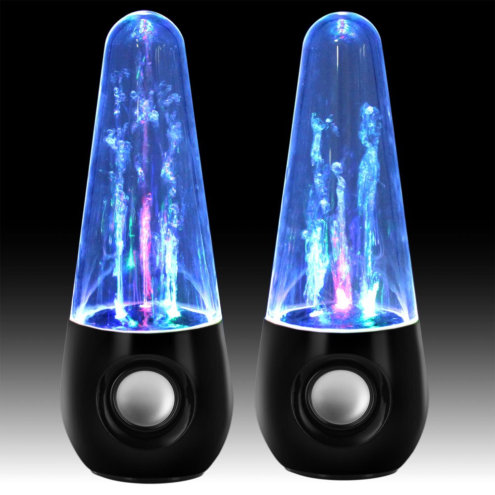 Skque® USB Powered LED Lights Dancing Water Fountain Desktop Audio Speaker for PC Laptop Smartphone MP3 MP4, Black