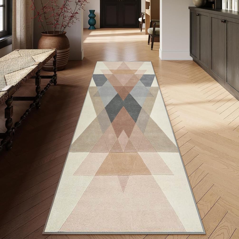 Passatoia Corridoio Antiscivolo Tappeto Cucina Beige Personalizzate Tappetto Tappeto Salotto per Soggiorno Camera da Letto corridoio Entrata Bagno ，120 x 270 cm