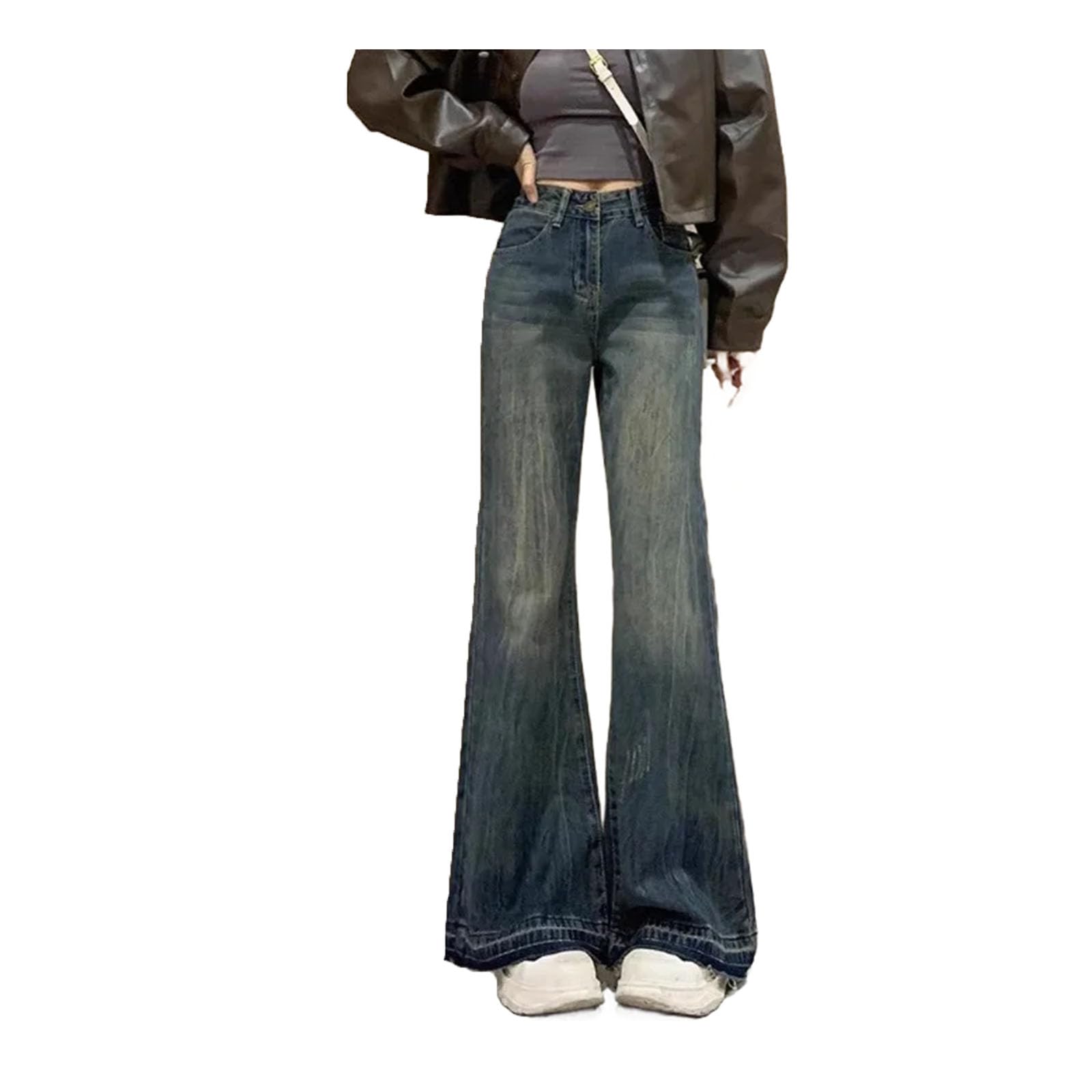 Jean évasé à jambes larges femmes - Pantalon décontracté fluide - 8
