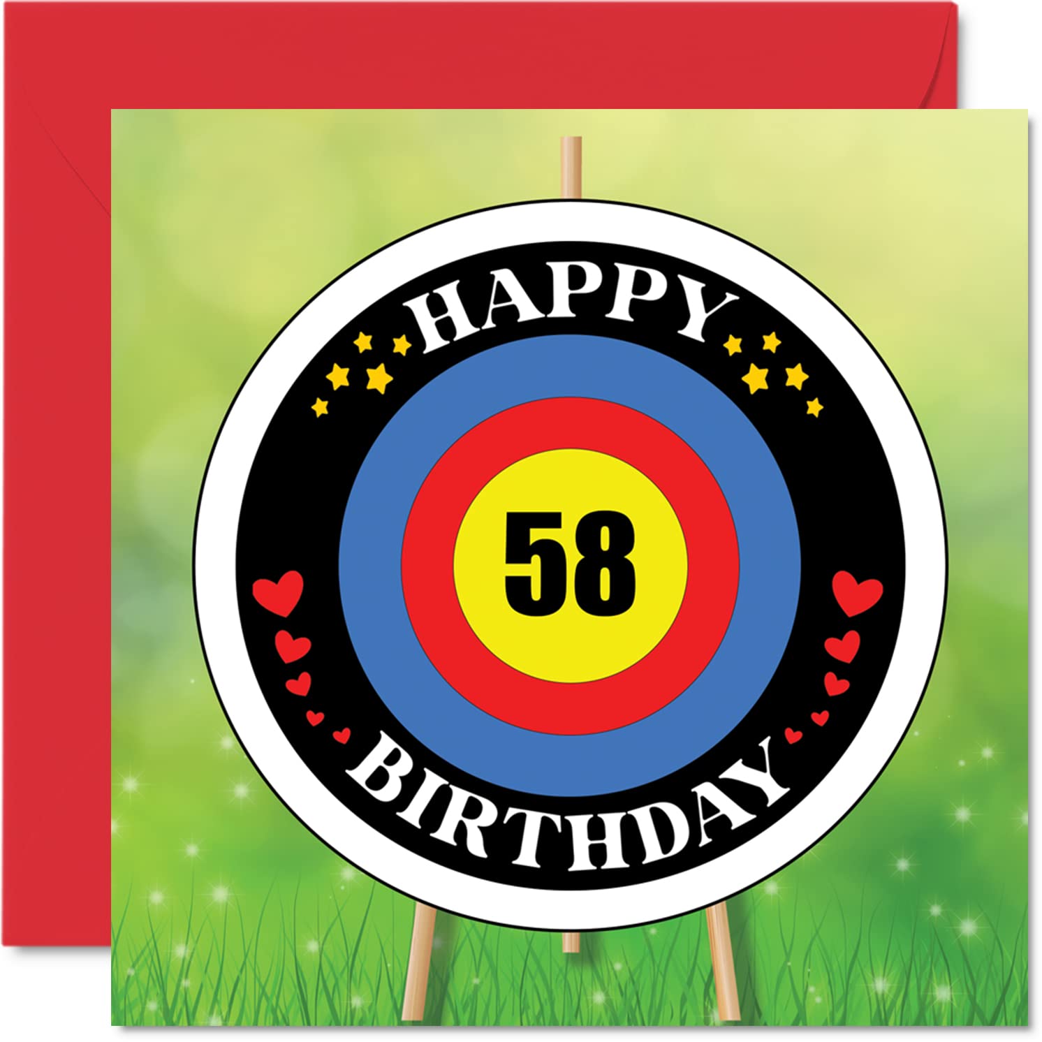 Fun 58th Birthday Cards for Men Woman - Target Age - Happy Birthday Card for Dad Mum Grandad Nanny Grandma Uncle Auntie Cousin Friend, 145mm Greeting Cards, Playful Card
