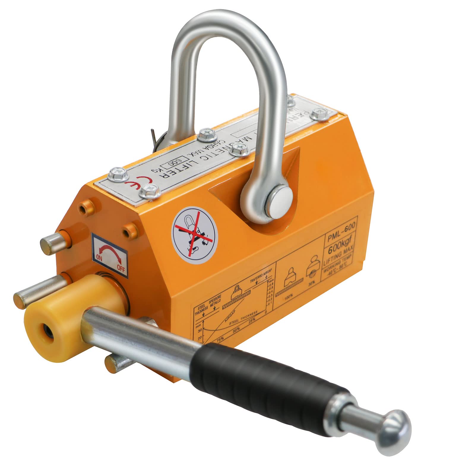 EBUY 1320Lbs Magnet Lifting with Release, 600KG Magnetic Lifter Device, Lifting Magnet with Strong Neodymium Magnets