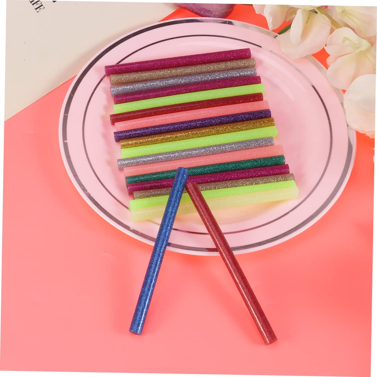 FOMIYES 72Pcs Colored Glitter Hot Melt Glue Sticks Mini for DIY Arts Crafts and Home Repairs for Bonding