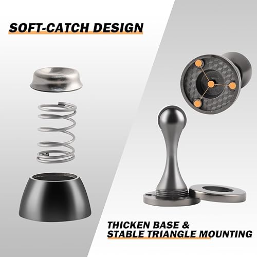 Vista 2 de KOLAKO Topes de puerta, topes de puerta magnéticos, montaje en pared en el suelo, soporte de puerta magnético resistente, cierre suave, tope de Gris