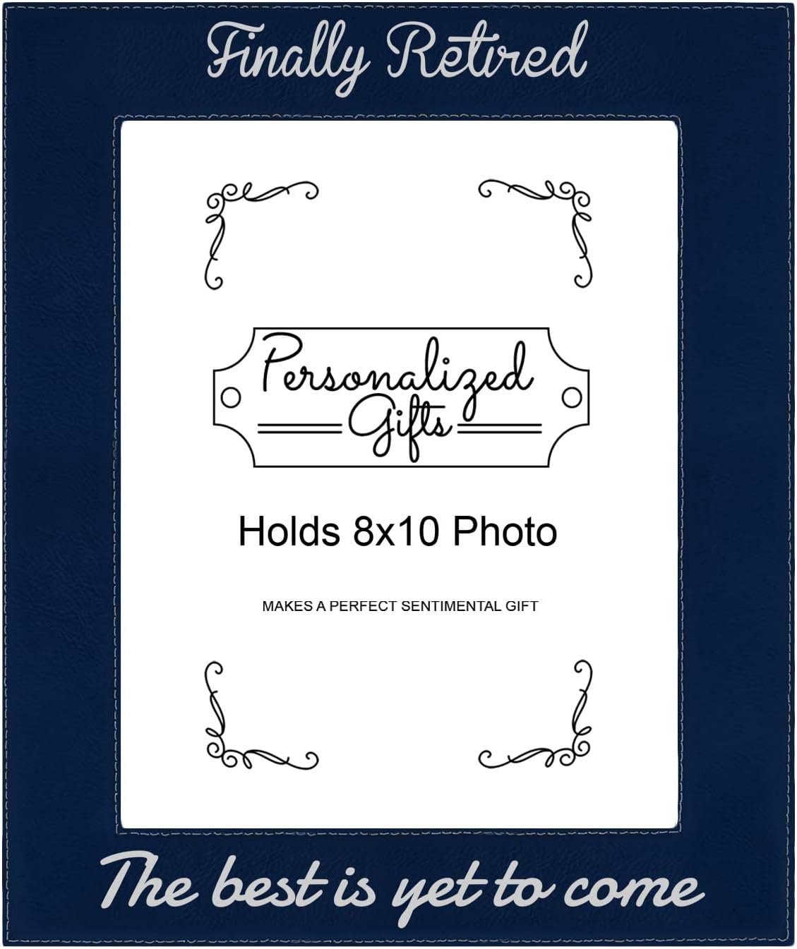 ThisWear Custom Retirement Gifts Finally Retired Poem With Custom Text Personalized 8x10 Leatherette Photo Frame Navy