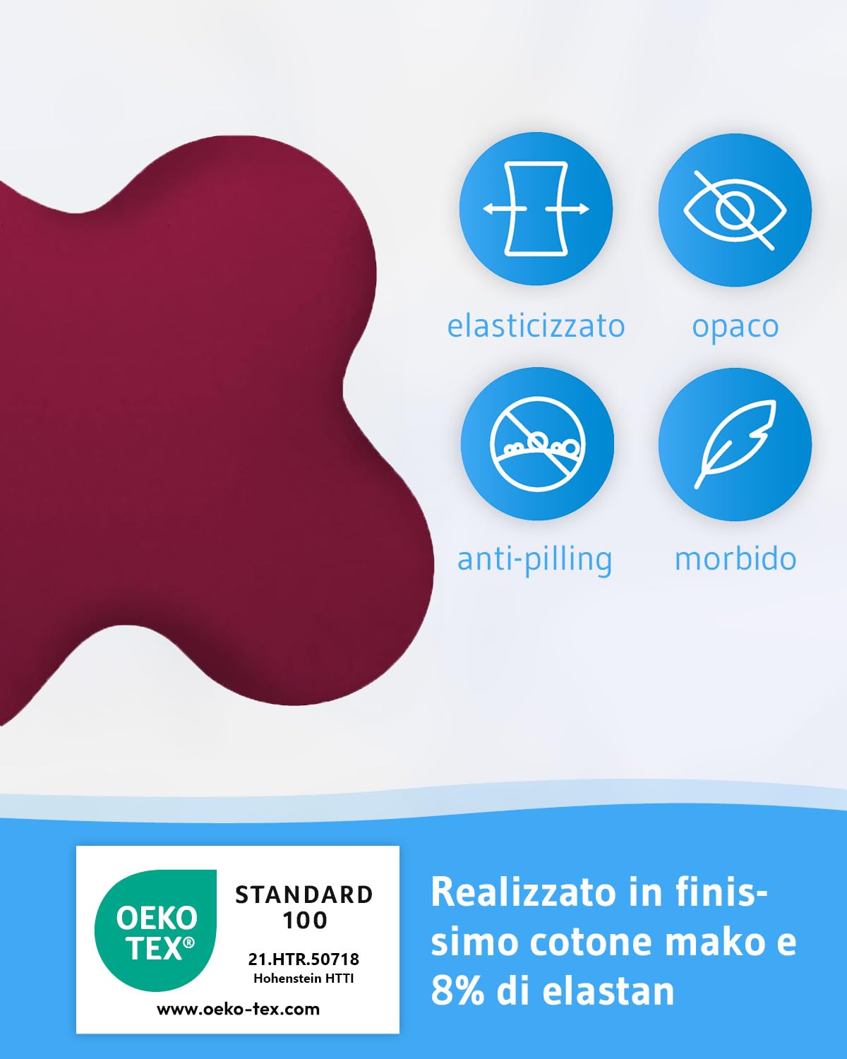 Federa per cuscini a farfalla come ACAMAR, federa con cerniera in doppio Jersey di cotone, non necessita di stiratura e può essere asciugata in asciugatrice, confezione doppia, colore bordeaux