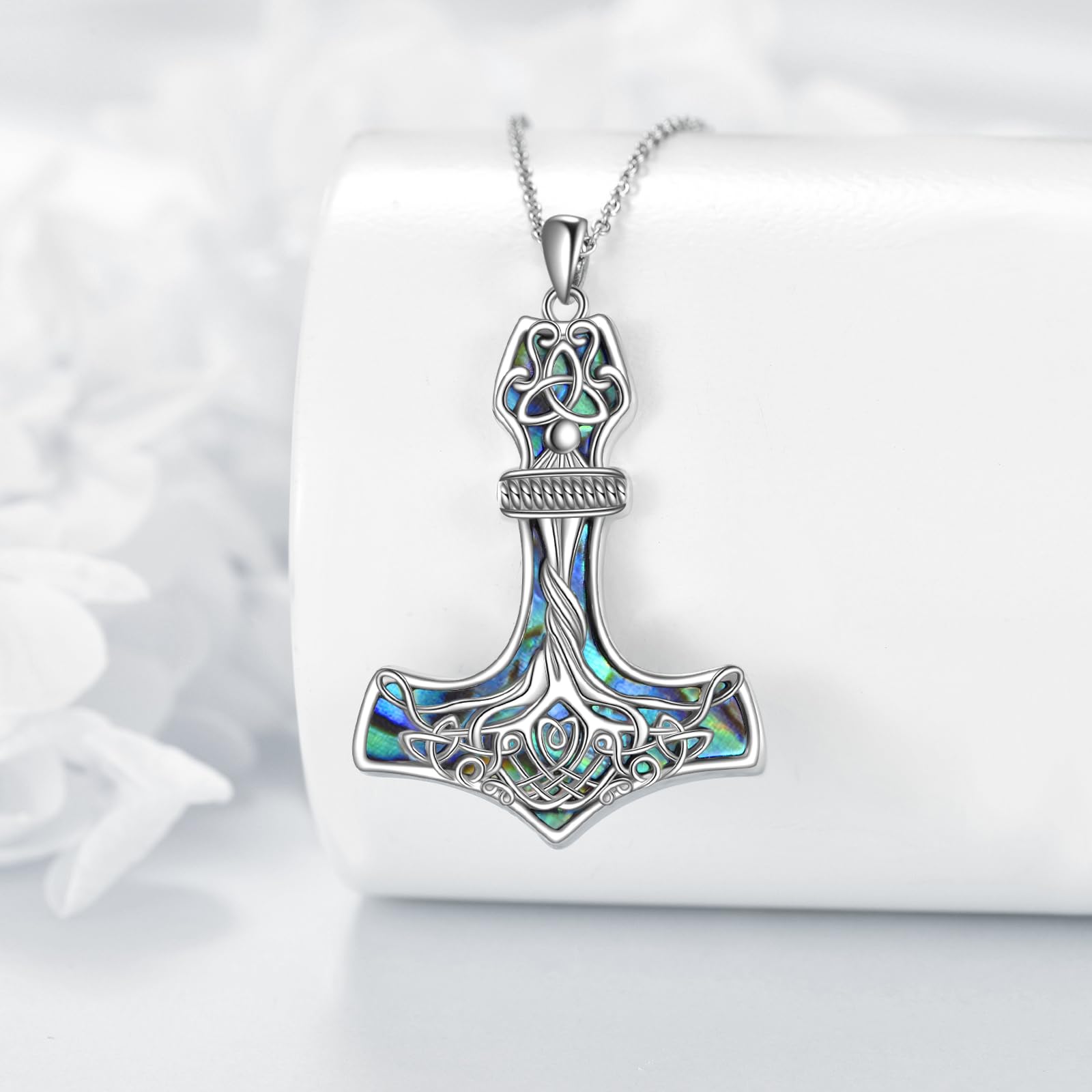 DAYLINLOVE Thors Hammer Halskette 925 Sterling Silber Thor Hammer Hängende Halskette Viking Juwelen Damen Geschenk für Mädchen Frauen Mutter Thors Hammer Liebhaber