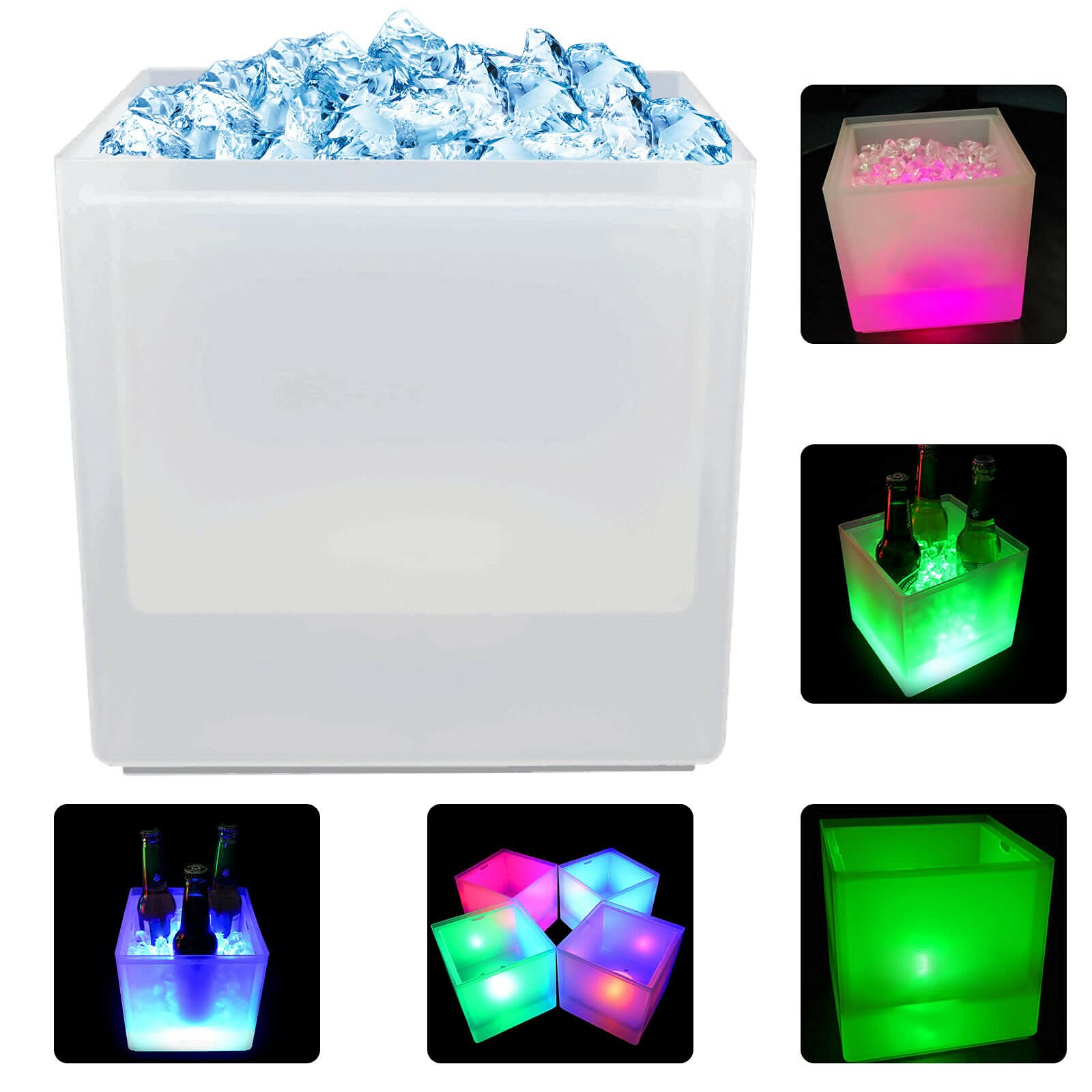 Secchiello per ghiaccio a LED, 3,5 l, refrigeratore per bottiglie con cambio automatico di colore, champagne e vino