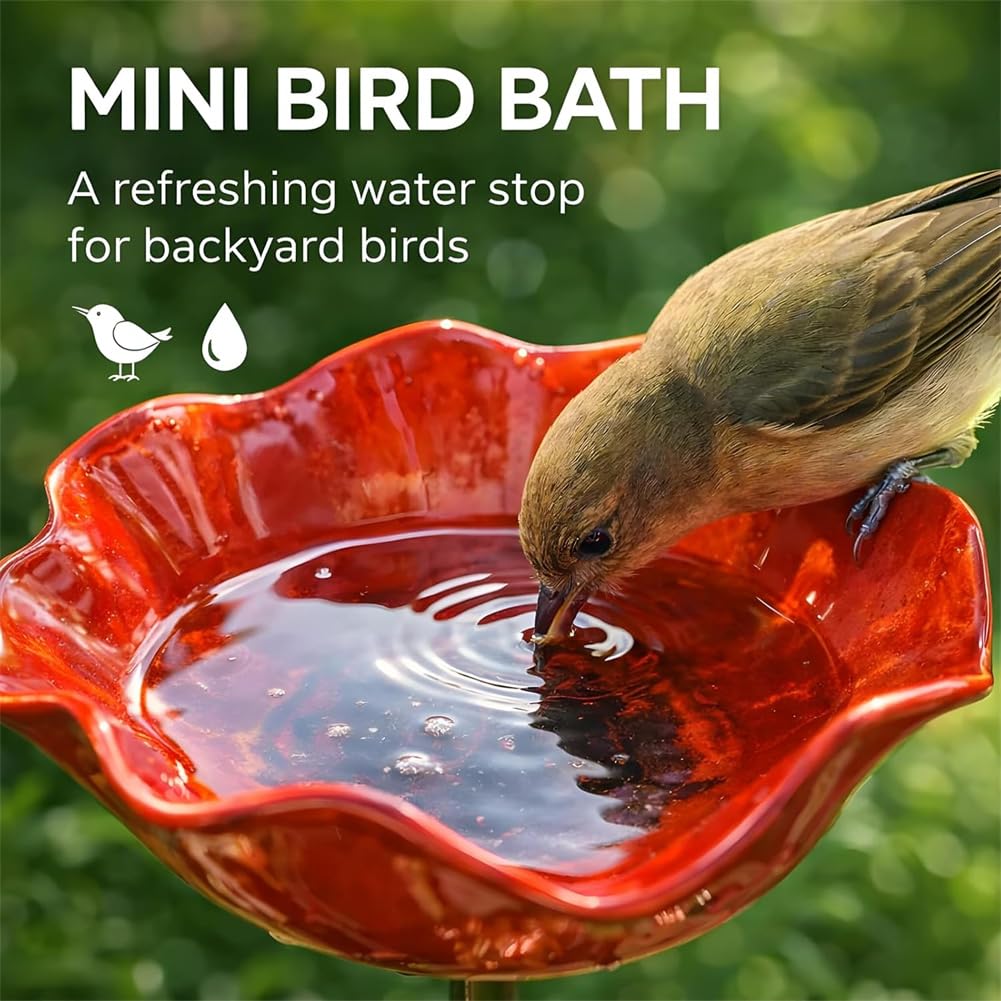 2026 New Handmade Metal Flower Garden Stake Bird Bath,Flower-Shaped Bee Watering Station for Garden,Bee Watering Flowers Stake Station,Colorful Butterfly Bee Bath Bowl for Outdoor Yard Decor (3 Pcs) — view 2