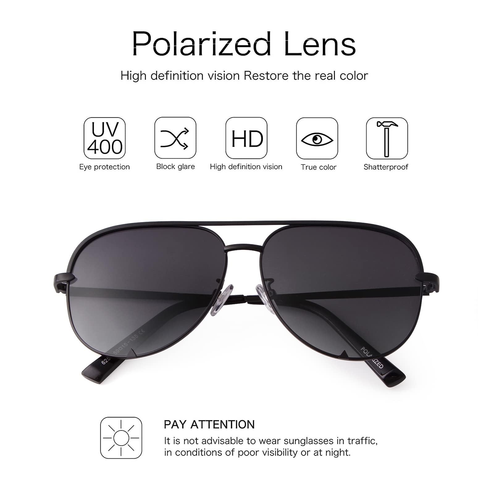 SORVINO Klassische übergroße Damen-Sonnenbrille, UV400-Schutz, 2 Stück, Schwarz + Farbverlauf (polarisiert), Oversized, 2 Stück – Schwarz + Farbverlauf (polarisiert), Oversized