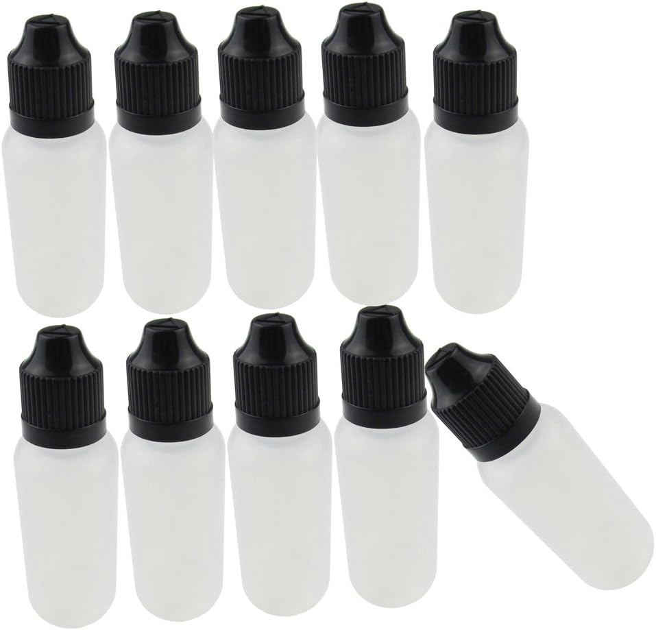 Lab Supplies JIUWU Pack of 10 Plastic Bottles with Squeeze Top LDPE Squeezable Dropper Bottles Eye Liquid Empty New (15ml)