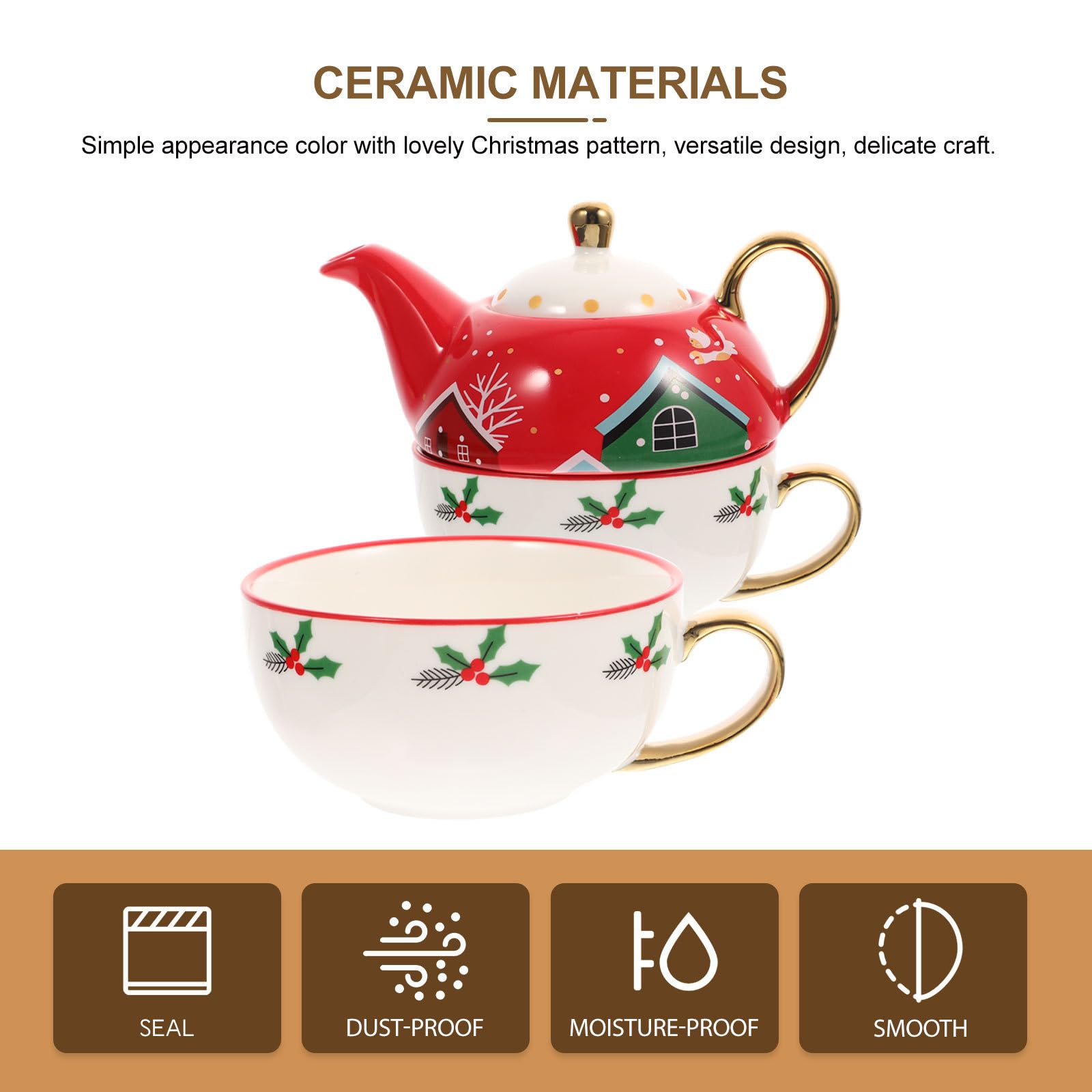 VALICLUD Tasse und Untertasse aus Keramik Weihnachts Geschenkset mit Henkel Rund Dekorativ für Weihnachten und Geschenk