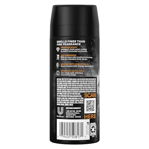 Axe Fine Fragrance Collection Premium Body Spray Black Vanilla With Orange + Sandalwood 3 Count With 72H Odor Protection Aluminum-Free 4 Oz thumb #1