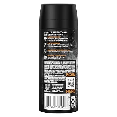 AXE Fine Fragrance Collection Premium Body Spray Black Vanilla with Orange + Sandalwood 3 Count with 72H Odor Protection Aluminum-Free 4 oz