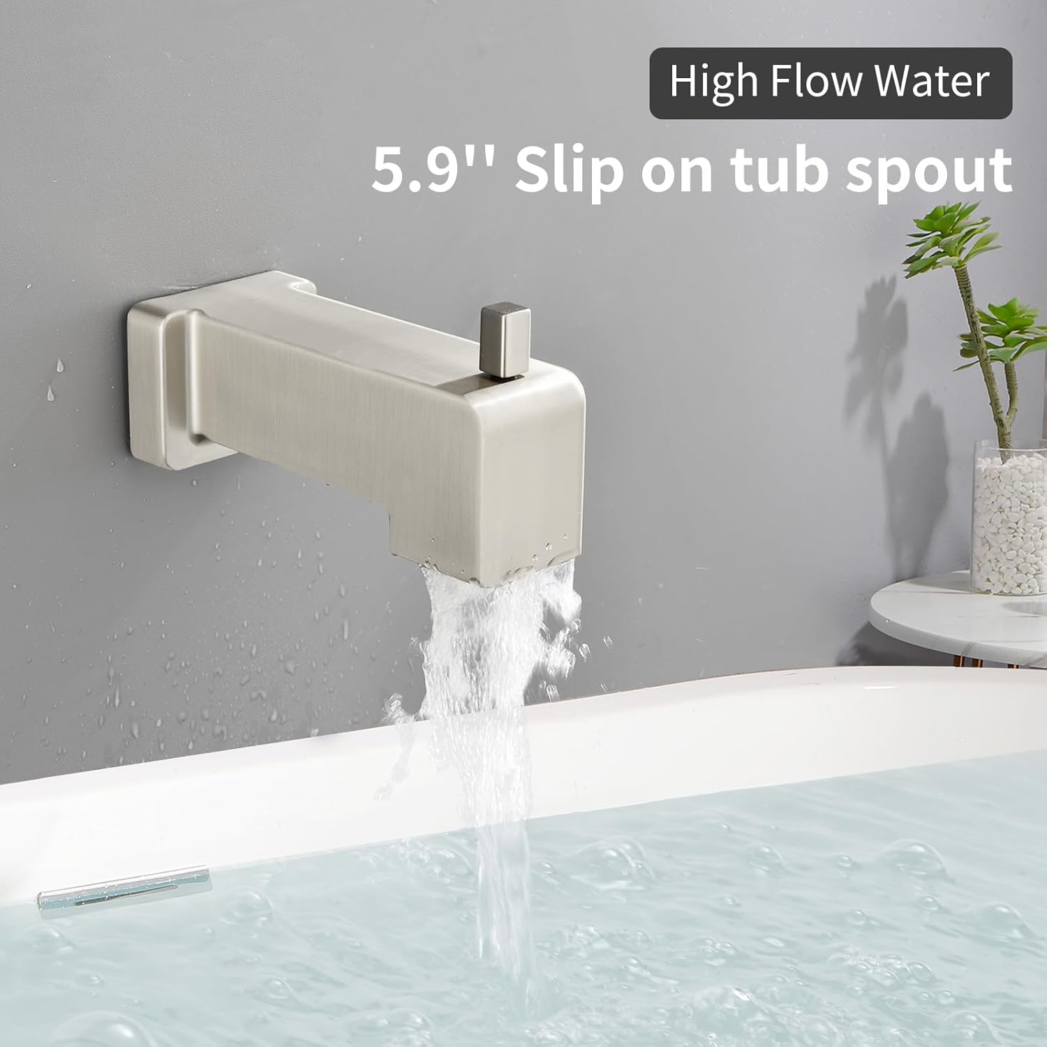 Shower Valve Trim Kit with Tub Spout Wall-Mounted Tub Shower Rough-In Mixer Valve Tub and Shower Trim Kit Bathroom Trim Kit Brushed Nickel