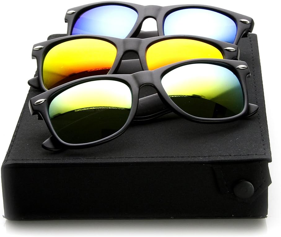 zeroUV Flat Matte Reflective Flash Color Lens Large Horn Rimmed Style Sunglasses