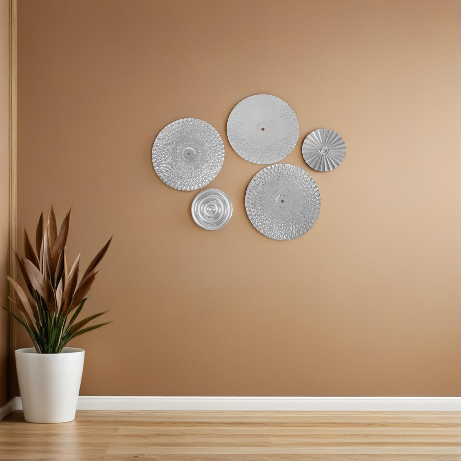 VILLFUL 5 Teiliges Modernes Wanddekor Set Runde Wanddekoration Sonnenmotiv Aus Metall Zeitgenössische Wandkunst Eingangsbereich Wanddekoration Dekorative Metallwanddekoration Büro