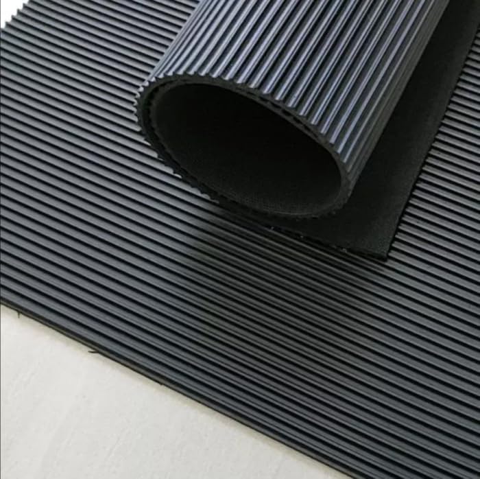 Fine Ribbed Black Rubber Matting | Thick Heavy Duty Floor Mat Indoor & Outdoor Non-Slip Waterproof & Easy to Cut | Ideal for Garage Vans Gym Shed Floor | 1200mm Wide 3mm Thick (0.5m x 1.2m)