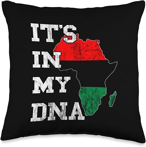Pan African Pride Black History Pan African UNIA Flag in My DNA Afro-American Black History - Almohada de 16 x 16 pulgadas, multicolor
