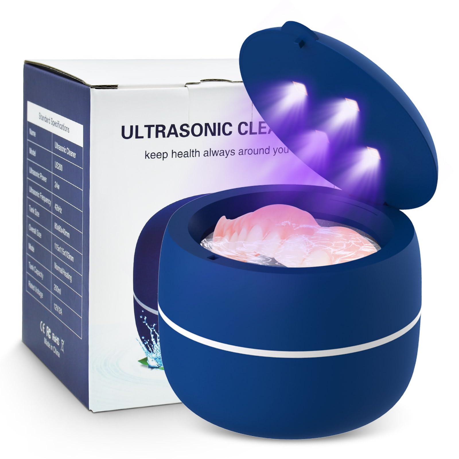 VoraiyaDental Ultrasonic Retainer Cleaner(with Heating Clean) for Retainer,Dentures, Mouth Guard,Aligner,Toothbrush Head,Ultrasonic Retainer Cleaner Machine for All Jewelry