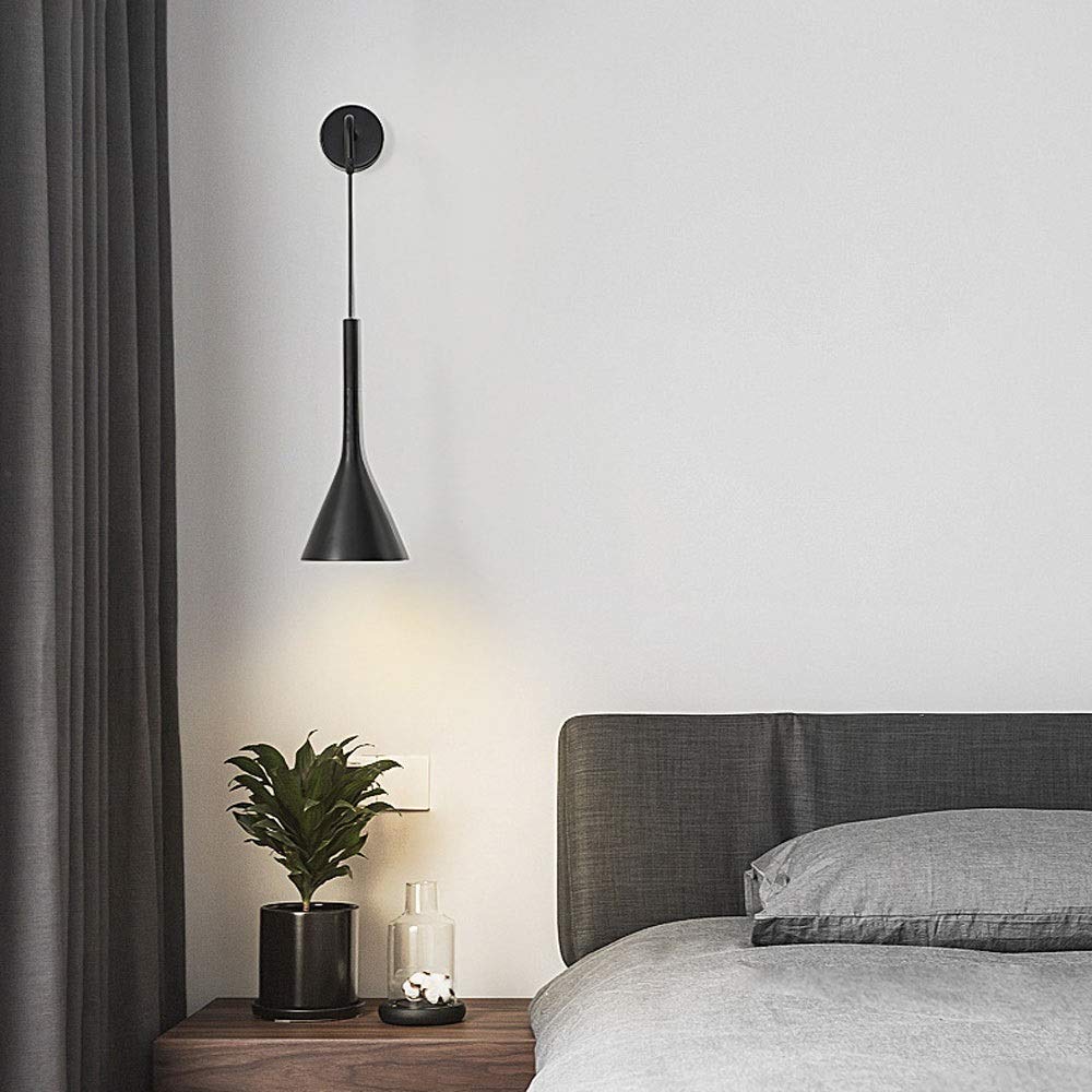 Modern Wall Lights Indoor Iron Art Wall Lamp, Geometric Metal Wall Lamps E27 Reading Lights for Living Room Bedroom Bedside Study Wall Sconce Hanging Lighting Fixture Kits (Color : Black)