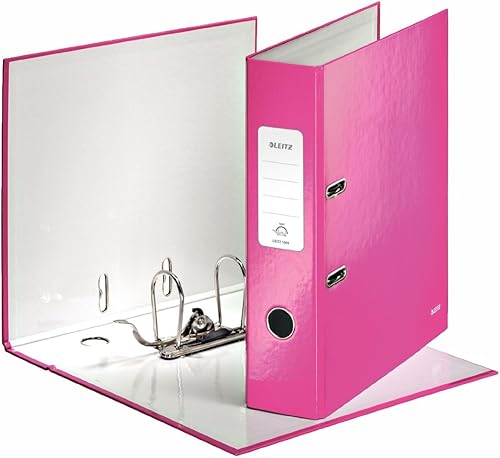 Miniatura 7 de Leitz Archivador de arco de palanca, rosa metálico, A4, 3.150 in de ancho de loma, rango Wow, 10050023