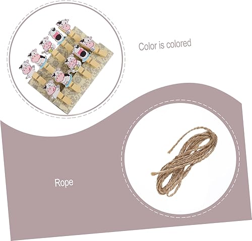 Miniatura 4 de Paquete de 5 clips de fotos de madera con cuerdas, soportes decorativos para fotos, manualidades y pancartas, clips compactos y colgantes para