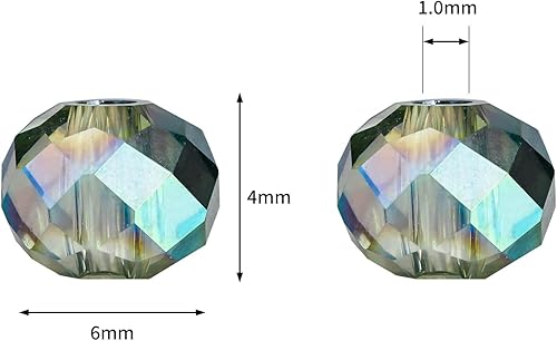 Miniatura 2 de Cuentas de vidrio Rondelle verde claro de 0.236 in para la fabricación de joyas 850 unids forma de Briolette facetada cuentas espaciadoras de
