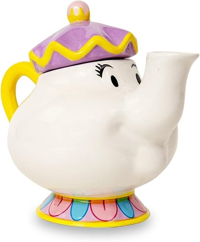 Disney Beauty and the Beast Mrs. Potts - Réplica de tetera de cerámica esculpida | Juego de fiesta de té