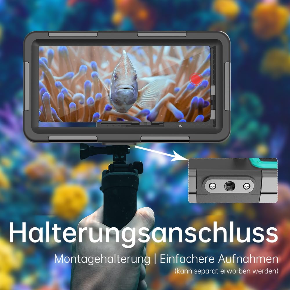 Profesjonalna wodoodporna obudowa IP68 15M - kompatybilna z iPhone, Samsung, Huawei, Xiaomi - do 6,9 cala - do nurkowania, snorkelingu, surfowania i pływania (czarno-niebiesko-zielony)