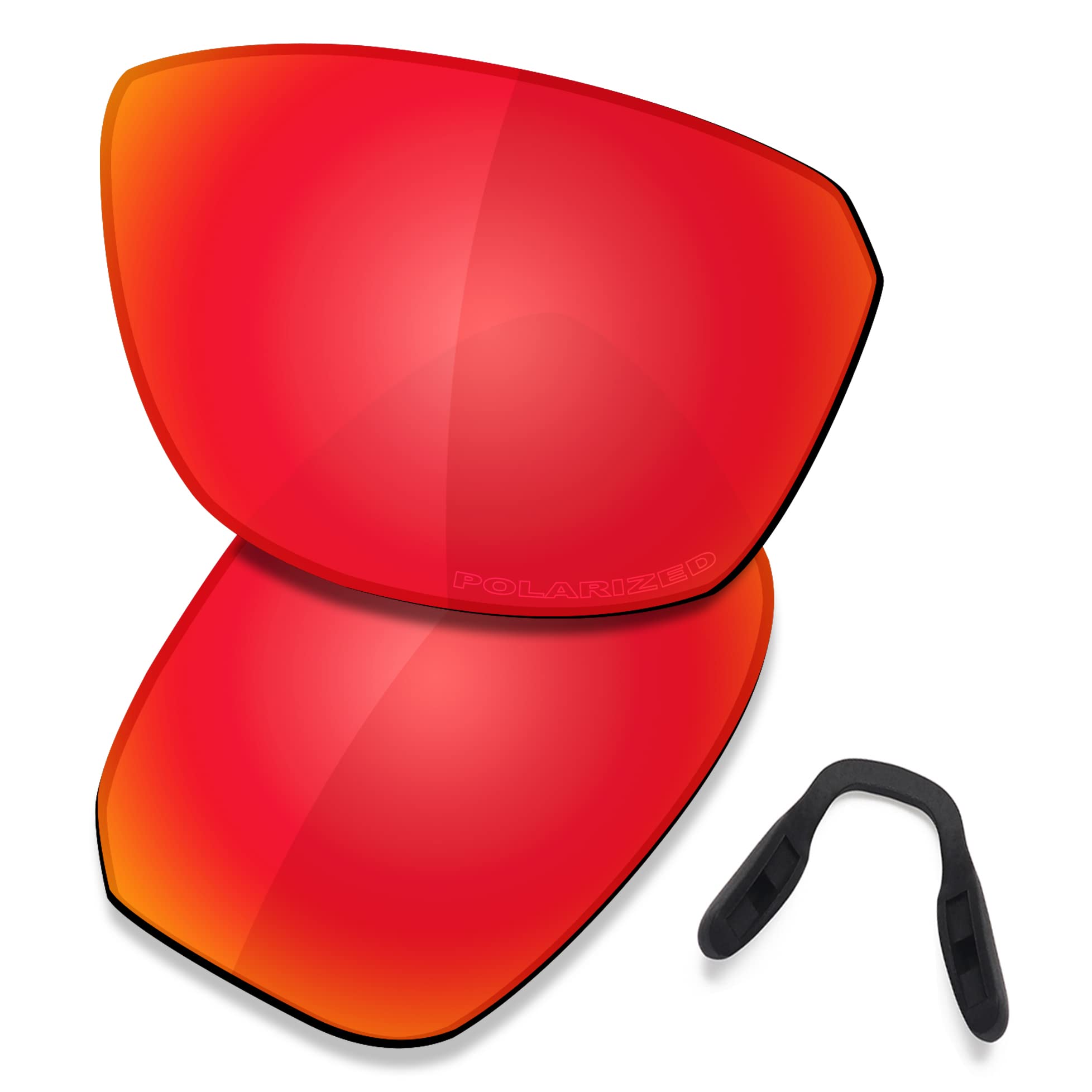 Saucer Premium Ersatzgläser & Nasenpads für Oakley Split Shot OO9416 Sonnenbrille, High Definition – Feuerrot polarisiert, Einheitsgröße