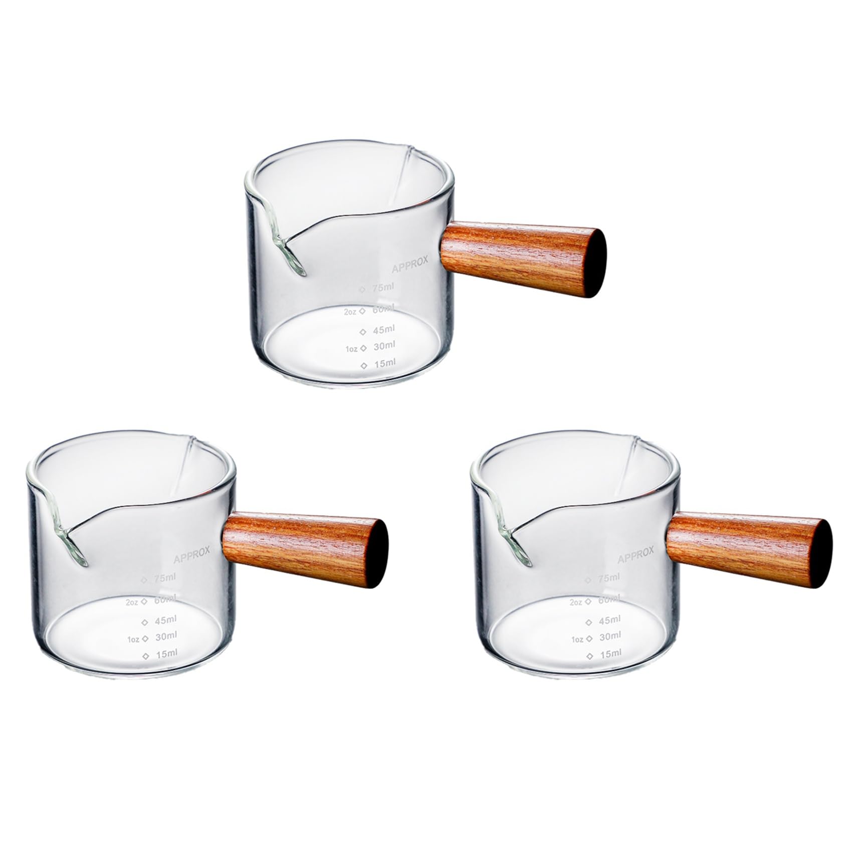 Hndhbfgrt 3X Colored Espresso Shot Glass Double Spouts, Measuring Triple Pitcher Milk Cup with 2 Spouts