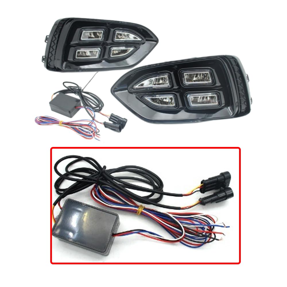 Riloer Luces diurnas LED color ámbar y blanco, faros antiniebla DRL, resistentes al agua, compatible con Hyundai Accent 2017-2018.