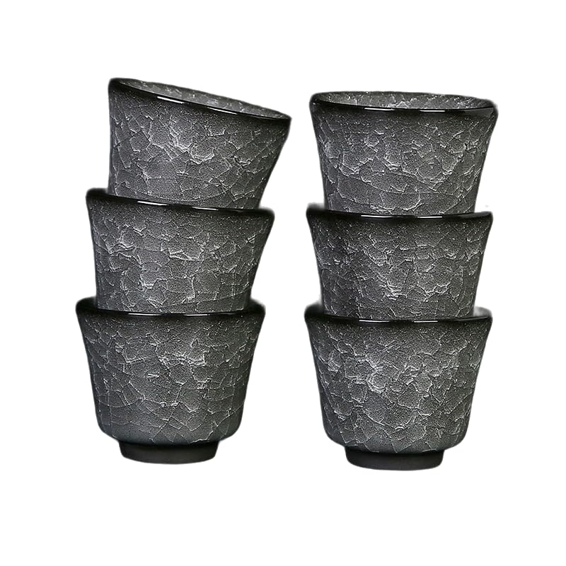 Filiżanka do herbaty Kungfu, 48~155ml Pudełko Czarna Mrożona Herbata Kubek Herbaty Jianzhan(6 Pcs of Black Ice Cup 48ml 6 * 5cm)
