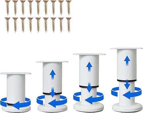 4 piezas de patas de soporte de muebles ajustables en altura con tornillos 8-12 cm, patas de repuesto de muebles de metal resistentes para